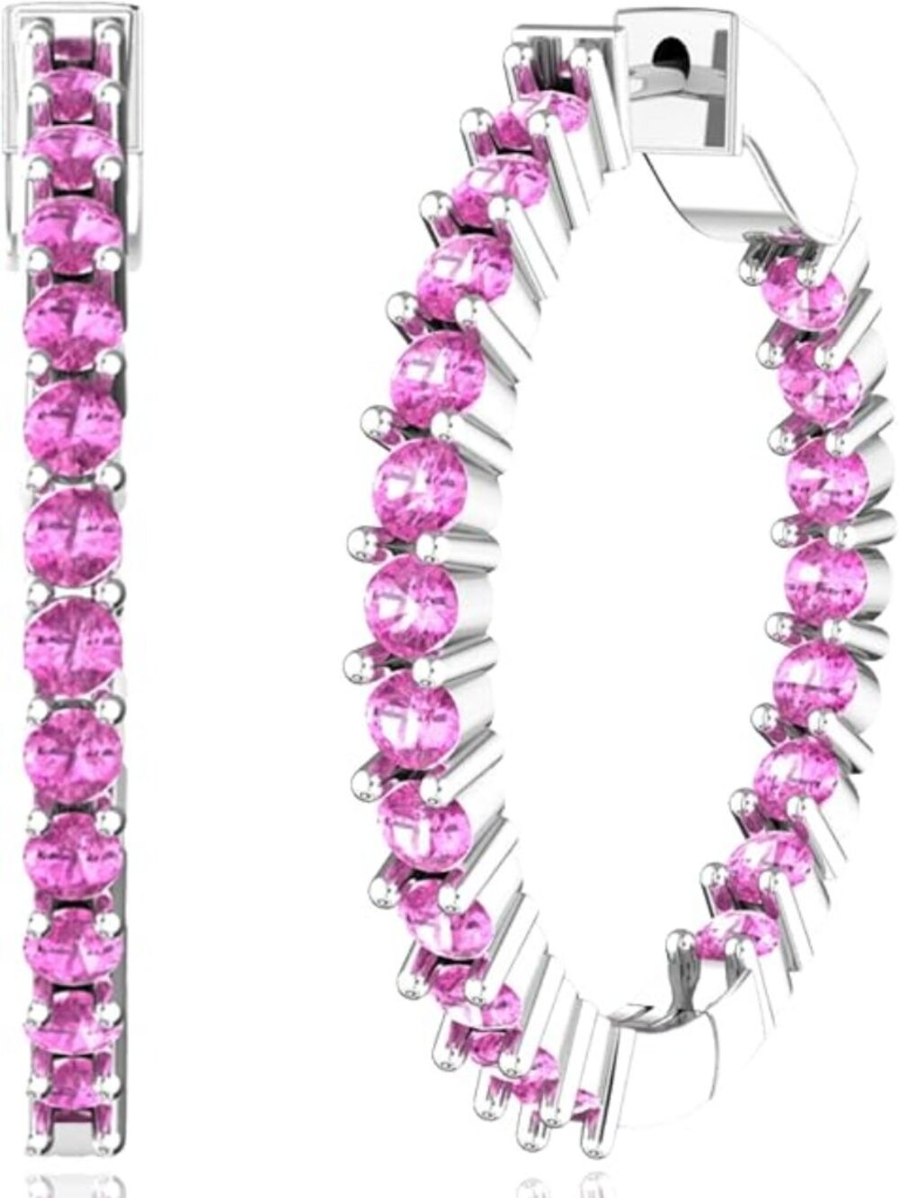 PINK Tourmaline Inside Out Hoops 4.5 CTW in Sterling Silver